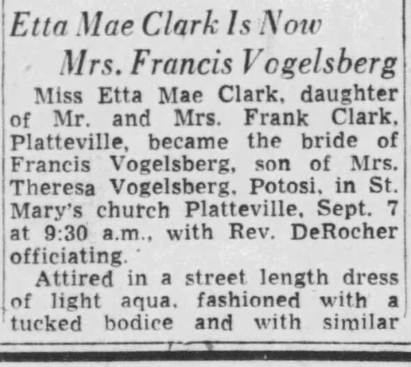 Etta Mae Clark Weds-part 1